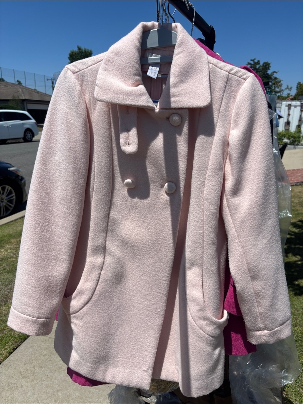 Chico's Pale Pink Double-Breasted Pea Coat